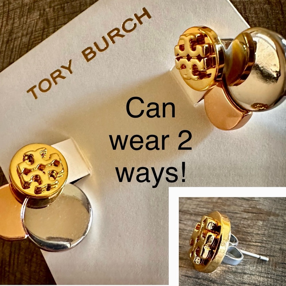 New Auth NEW TORY BURCH Gold Stud Circle Cluster Ear Jackets 16k Earrings
